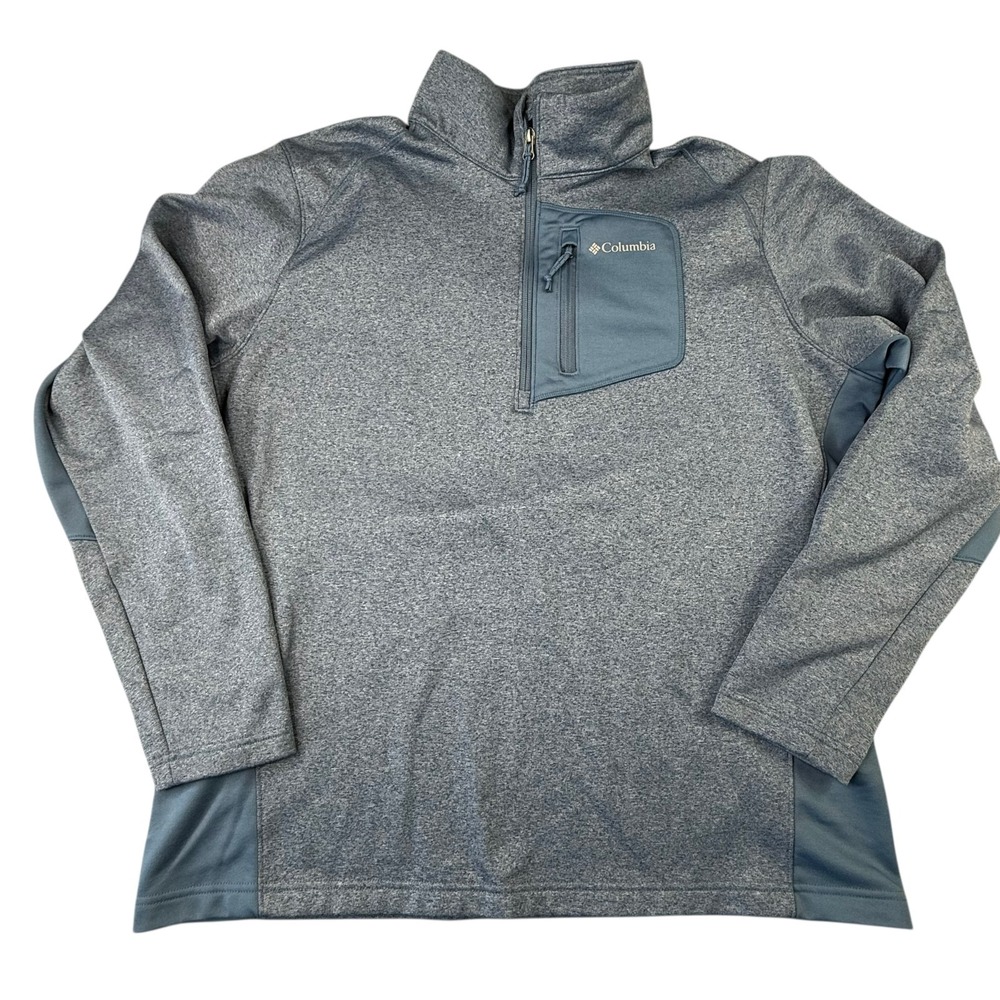 Columbia Mens 1/4 Zip Pullover Size XL Blue Fleece Zip‎ Pocket Stretch Outdoors